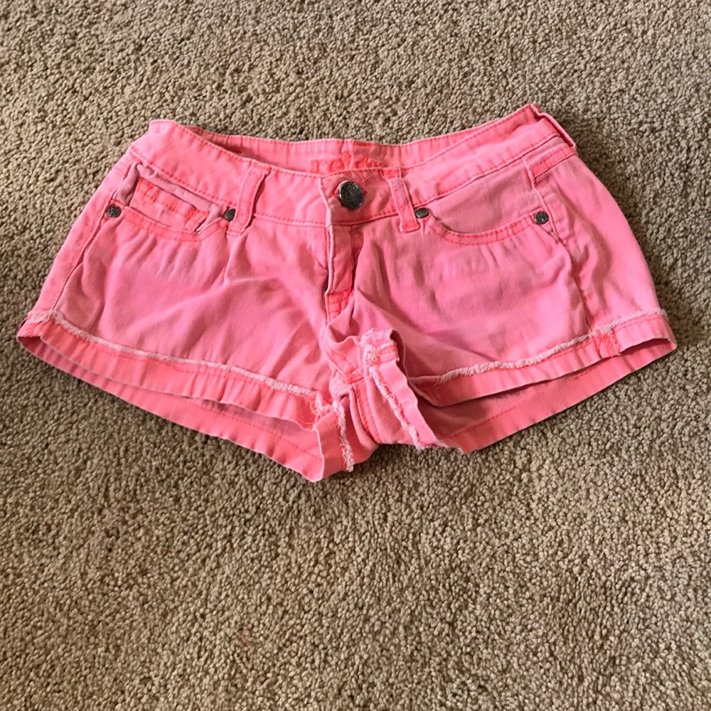Neon pink jean shorts